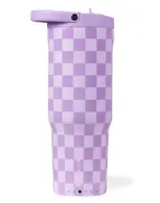 HydroJug Sport 32oz Stainless Steel. Leakproof Water Bottle - LAVENDER CHECKERS