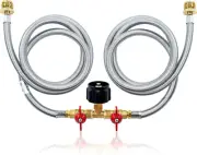 Upgrade 5 Feet 2 Way Y Splitter CGA Propane Tank Converter Adapter Braided