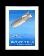 1935 In 2 days across the Atlantic Deutsche Zeppelin Reederei - Matted to 11x14