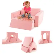 Babyjoy Kids Modular Play Sofa 8PCS Toddler Couch w/Detachable Cover Indoor Kids Creative Couch Pink