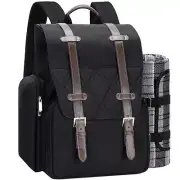 Picnic Backpack for 4 Person with Large Insulated Cooler Bag, Picnic Basket S...