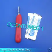 Scalpel Handle # 4 Red Color With 10 Surgical Blade # 20 Dental Instruments