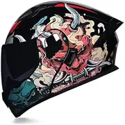 Motorcycle Helmet, Motorcycle Full-Face Helmet with Integrated Sun Visor and Foldable Visor, Adult Men and Women Motorcycle Helmets, Crash Helmet ECE-Approved