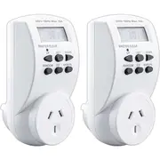 2x Sansai 7 Day/24hrs Outlet/Powerplug Digital Timer 2400W 240V 10A Max LCD WHT