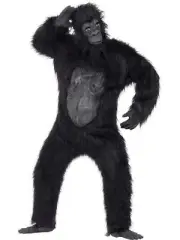 Gorilla Deluxe 6 Piece Bodysuit Rubber Chest Fancy Dress With Hands & Feet