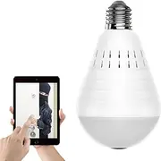 GZHAINER WiFi Bulb Camera, 360 degree Panoramic Led Light Camera Wireless Video Camera for Home, Store, Office Smart Fish Eye Cam with Dimensional View, Two Way Audio, Motion Detection (Without TF Card)