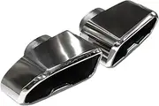 Car Exhaust Tip 304 Stainless Steel Square Exhaust Tips Compatible For BMW X3 G01 X4 G02 2019 2020 Upgrade M40i Look Muffler Tip Nozzle(Silver)