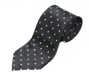 Mens Black With White Polka Dots Patterned 8Cm Neck Tie