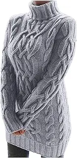 [Generic] Open Front Cardigan Knit SleeveTurtlenec High Jumper Pullover Winter Waist Long Sweater Loose Dress Women Sweater Button up Sweatshirts for Women