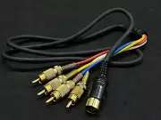 1PCS - DIN 5-PIN to 4-RCA/Phono Male Cable 1Meter