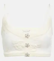 [Magda Butrym] Magda Butrym Embroidered wool-blend crop top AU 12 white