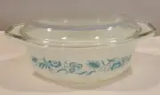 Rare Vintage Pyrex Blue Turquoise Meadow Oval Casserole Dish with Lid