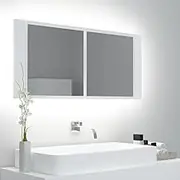 Bathroom Storage LED Bathroom Mirror Cabinet White 100x12x45 cm Acrylic
