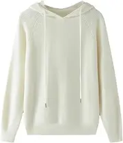 [Generic] Women's Goat Cashmere Sweater Hooded Pullovers Knitwear Long Sleeve Hoodie Jumper