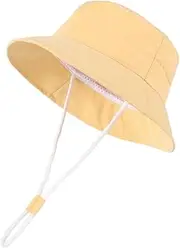 [LLmoway] Baby Toddler Summer Bucket Hat Soft Lightweight Sun Protection Hat with Chin Strap for Boys Girls Beach Travel Play