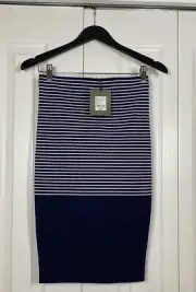 Witchery Stripe Tube Skirt - Blue - Size 8