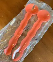 Tupperware Impressions Salad Serving Tongs Set Interlocking Guava New