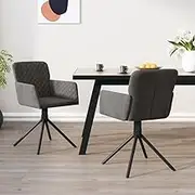 Swivel Dining Chairs, Dark Grey Velvet - Set of 2, Metal Frame, Modern Kitchen, Comedor Sillas, Dinning Room Furniture
