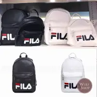 在飛比找蝦皮購物優惠-FILA 後背包 皮革後背 經典款後背 休閒背包 大學後背包