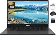 [ASUS] Chromebook Laptop Student Business 2024, 14" FHD Anti-Glare Display, 8-Core MediaTek Kompanio 520, 4GB RAM, 128GB (64GB eMMC+64GB Card), Webcam, WiFi, 15+ Hrs Battery, Chrome OS +HubxcelAccessory