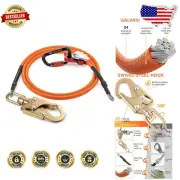 Professional 12ft Steel Cable Lanyard with Swivel Hook for Tree Climbing Safety