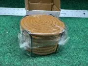 Cotton Woven Coasters Drink Set with Holder Brown Set of 8