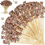 [Tioncy] 100 Pcs Bear Cocktail Picks 4.7 Inch Bear Cocktail Toothpicks for Appetizers Decorative Bamboo Skewers Party Decorations Fruit Food Picks for Party Supplies