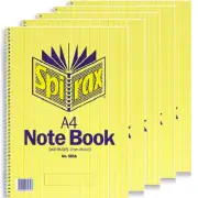 NEW Spirax 595A Notebook 7mm Ruled Spiral Bound 240 Page A4 5 Pack