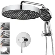WELS 13" Rain Shower Head Set With Mixer Round 4-Mode Handheld Shower Chrome