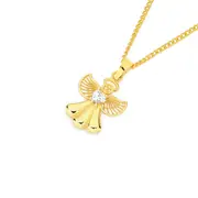9ct Gold Cubic Zirconia Angel Pendant in Clear