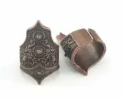 Ring Adjustable Antique Copper Plated brass Textured crown shape 6US size