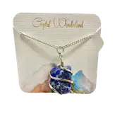 Infinity Loop Tumbled Lapis Lazuli Pendant Silver Healing Natural Crystal