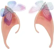 CONGARTENO Butterfly Fairy Ears Ear Chain Ears for Cosplay Pixie Ears Cosplay Fairy Ears Cosplay Ears for Party Alien Ears Chipmunk Ears Devil Ears Elfin Ears and Colorful Emulsion