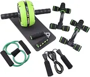kowaku Ab Roller Push up Bars Abdominal Workout Indoor Fitness Equipment Set 5 in 1 Resistance Band Hand Grip Strengthener