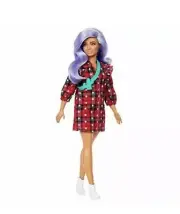 Barbie Fashionistas 11" Doll #157 Curvy Lavender Hair Red Plaid Dress Oct.17,20
