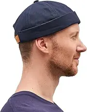 [CHARM] Mens Sailor Hat Docker Cap - Cotton Brimless Baseball Cap Womens Fisherman No Brim Beanie Harbour Hat Adjustable