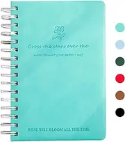 TUNJEJINY A5 Spiral Journal Notebook, 240 Pages Thick Paper with 100 GSM 3 in 1Blanks/Dotted/Grid Leather Hardcover for Women & Men Notepad,Writing for Office School Travel (Cyan)