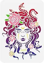 FINGERINSPIRE Medusa Painting Stencil 11.7x8.3 inch Femme Fatale Painting Template Coiled Snakes Floral Drawing Stencil Reusable Plastic Template Painting on Scrapbook Floor Furniture Wood