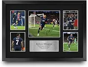 HWC Trading FR A3 Kylian Mbappe PSG Printed Memorabilia Signed Autograph Photograph Display for Football Fans and Supporters - A3 Framed