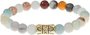 [IBOWZ] Crystal Bracelet Bead Bracelets Crystal Bracelet, 7 Chakra Beads Natural Stones White Agate Bangle Golden Geometry Jewelry Elastic Yoga Pray Bracelets Charm Diffuser Women Men Gift