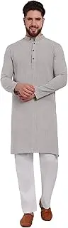 [SKAVIJ] Men's Casual Cotton Kurta Pyjama Regular Outfit