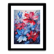Blue Red Flower Framed print Art Poster