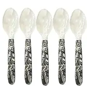Caviar Spoons with Round Handles, Mother of Pearl Caviar Spoon, Decorative Caviar Serving Spoons, Luxury Caviar Server Set, Elegant Pearl Dessert Spoons, Premium Caviar Tasting Spoons, Small Pearl