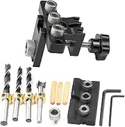 RUIITEN Updated 3 in 1 Woodworking Doweling Jig Kit, Adjustable Woodworking Drilling Locator Puncher Tools, Pocket Hole Jig Drilling Guide Carpentry Tools (3-in-1 Punch Locator+Dowel Punch Locator)