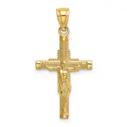 14K Yellow Gold Beaded Accent Crucifix Charm