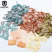 WUTA 50/100 Set Solid Brass Rivets With Burrs,Copper Rivets Studs Permanent