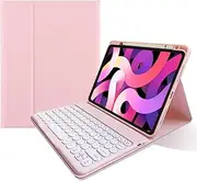 Keyboard Case for iPad 9th / 8th / 7th Generation 10.2 Inch, iPad Air 3 10.5"(3rd Gen)/iPad Pro 10.5" Magnetically Detachable Wireless Bluetooth Keyboard Soft Cover with Pencil Holder (Light Pink)