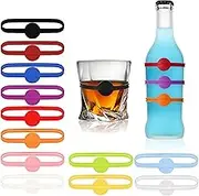 12 Pack Elastic Silicone Band Glass Markers, Wine Beer Bottle Drink Liquor Glasses Tag Soft Drink Cans Home Party Identifier