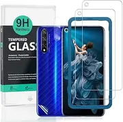 Screen Protector for Honor 20 / Huawei Nova 5T [Pack of 2] with Camera Lens Tempered Glass Protector,Back Carbon Fiber Skin Protector,Including Easy Install Kit