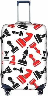 [pvinnk] Chess Pattern Print Protective Luggage Cover Elastic Washable Suitcase Travel Gear Protector, White, Medium